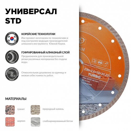 Алмазный диск Diam TURBO универсал STD Ø125 мм 000698